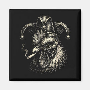 Aimant Poulet drôle fumant une cigarette mème coq blague