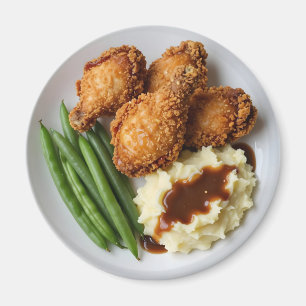 Aimant Poulet Frit, Pommes de Terre Écrasées et Haricots