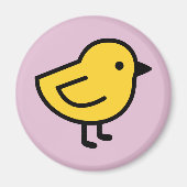 Aimant Poulet Jaune Sur Fond Rose (Devant)
