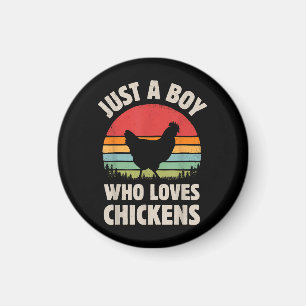 Aimant Poulet Juste Un Garçon Qui Aime Rétro Animal De Fe