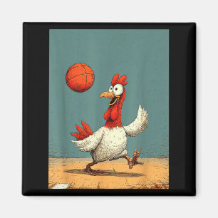 Aimant Poulet mignon sports design de basketball amusant