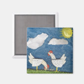 Aimant Poulets dans le triage - photo diorama (Recto/Verso)