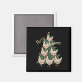 Aimant Poulets de Noël Arbre drôle Poulets de Noël Arbre  (Recto/Verso)