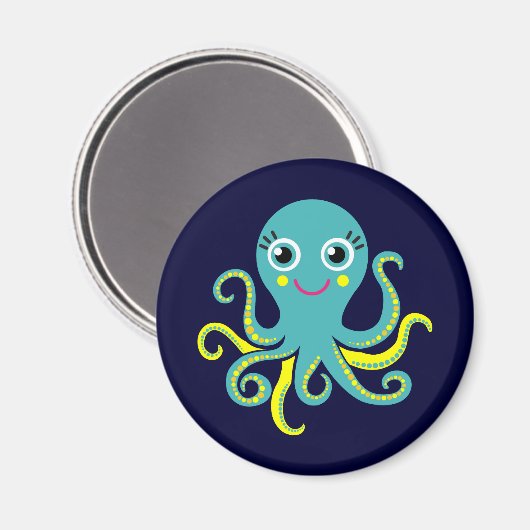 Aimant Poulpe bleu et jaune (Recto/Verso)