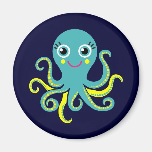 Aimant Poulpe bleu et jaune (Devant)