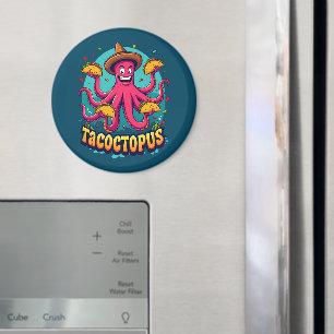 Aimant Poulpe de dessin animé drôle de taco, jeu de mots