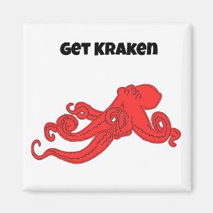 Aimant Poulpe Rouge de Style Rétro Amusant Kraken Dessin