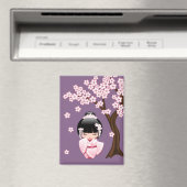 Aimant Poupée blanche Kimono Kokeshi - mignonne Geisha vi (In Situ (Lave-vaisselle))