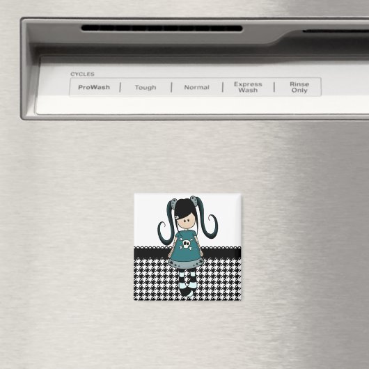 Aimant Poupée de cerf-fille rétro (In Situ (Lave-vaisselle))