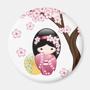 Aimant Poupée de Kokeshi de ressort - fille de geisha