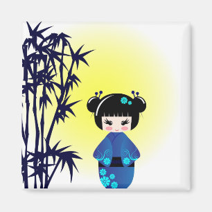 Aimant Poupée et bambou de Kokeshi