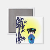 Aimant Poupée Kokeshi et bambou (Recto/Verso)