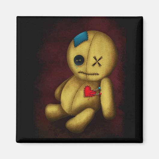 Aimant Poupée ragdoll de vaudou avec boutons, patchs et é (Devant)