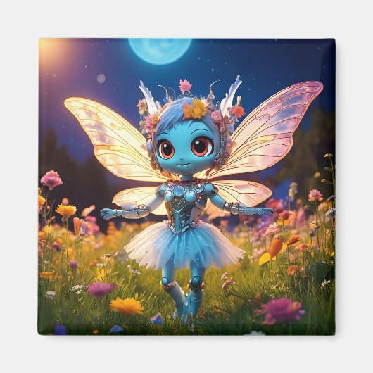 Aimant Poupée robot danseuse de ballet dans les fleurs sa (Devant)