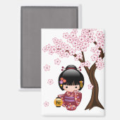 Aimant Poupée Sakura Kokeshi - jolie fille japonaise Geis (Recto/Verso)