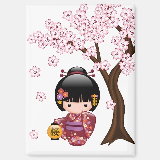 Aimant Poupée Sakura Kokeshi - jolie fille japonaise Geis (Recto)