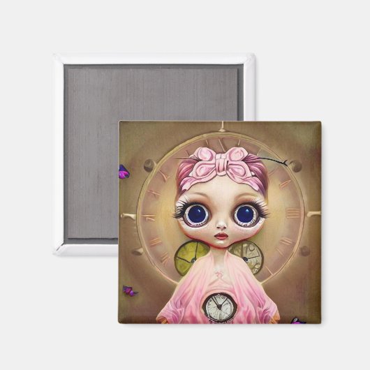 Aimant Poupée Steampunk en rose (Recto/Verso)
