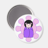 Aimant Poupée violette Kokeshi (Recto/Verso)