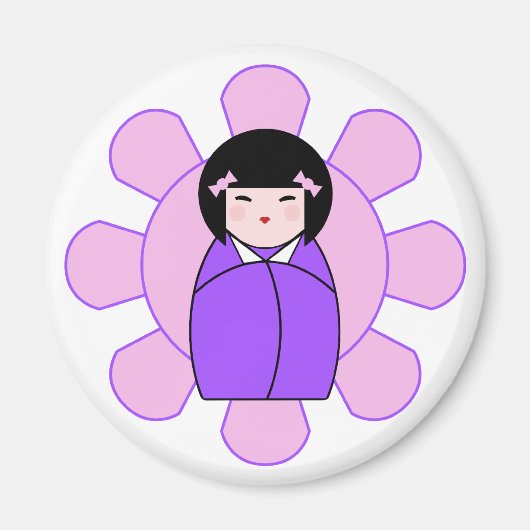 Aimant Poupée violette Kokeshi (Devant)
