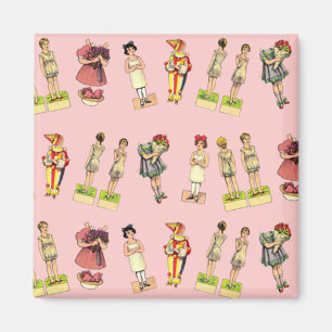 Aimant Poupées de papier vintage