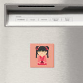 Aimant Poupées japonaises Kokeshi roses (In Situ (Lave-vaisselle))