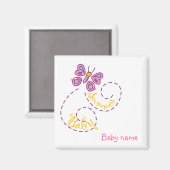 Aimant pour bébé d'été avec nom bébé (Recto/Verso)