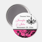 Aimant pour cadeaux de mariage Lustre Rose Noir Bl (Recto/Verso)