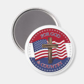 Aimant Pour Dieu et le pays - Croix avec le drapeau améri (Recto/Verso)