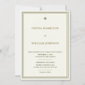Aimant pour faire-part de mariage vertical Ivoire (Recto)