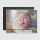 Aimant pour faire-part de naissance personnalisé (Devant / Derrière)