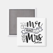 Aimant pour jeunes mariés M. et Mme (Recto/Verso)