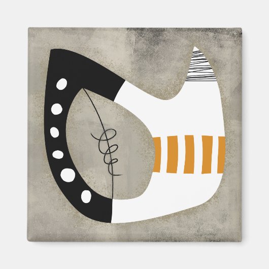 Aimant pour réfrigérateur - Orange Noir Blanc Form (Devant)