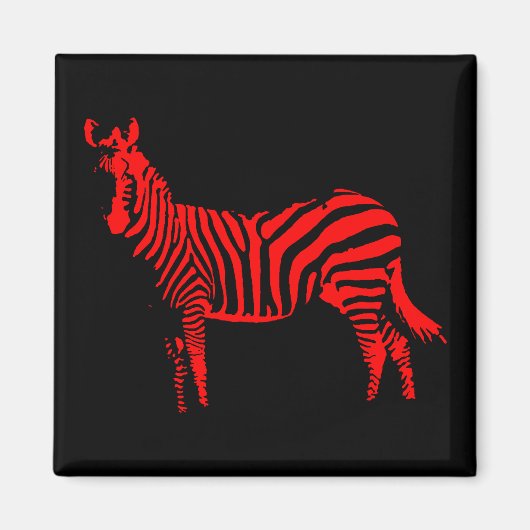 Aimant pour réfrigérateur silhouette rouge de zèbr (Devant)