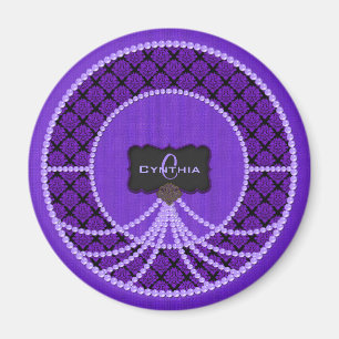 Aimant pourpre perle Damas-rond
