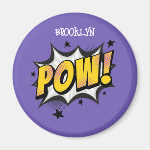 Aimant Pow fun pop art style comique typographie légende