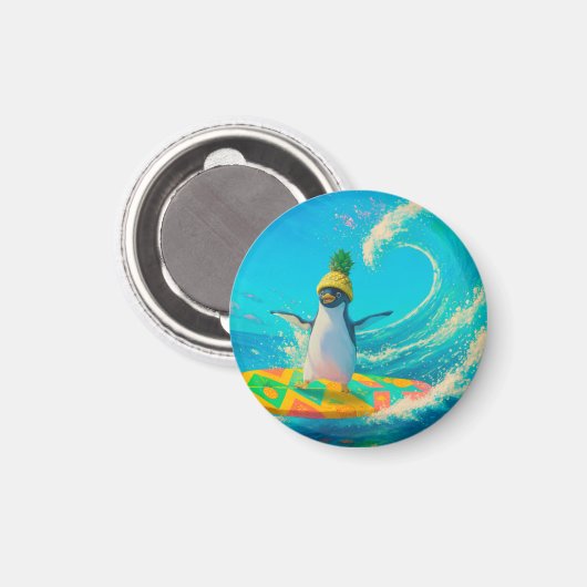 Aimant PP the Penguin – Surfing the Wave (Recto/Verso)