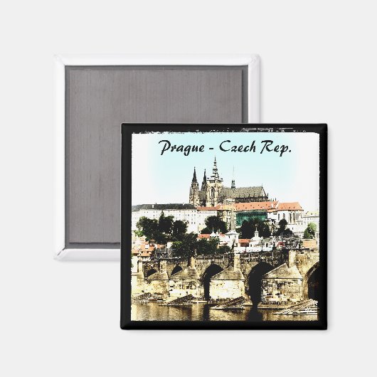 Aimant Prague - Pont Charles, Château (Magnet) (Recto/Verso)