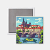 Aimant 🧲 Prague République tchèque Souvenir de vacances (Recto/Verso)