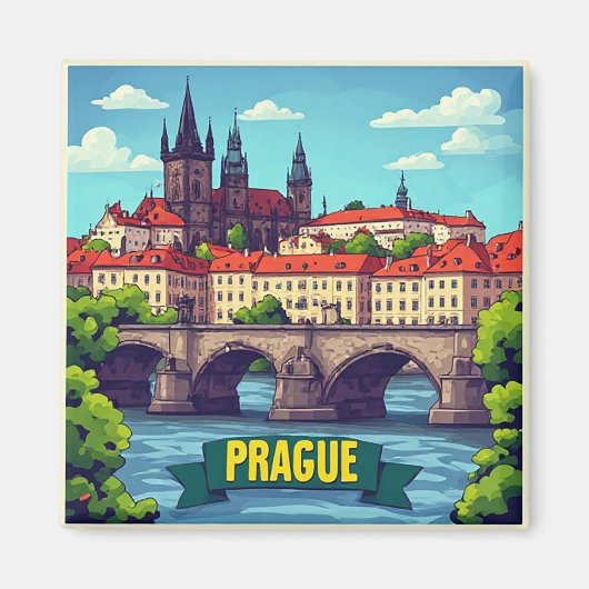 Aimant 🧲 Prague République tchèque Souvenir de vacances (Devant)