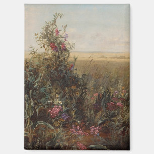 Aimant Prairie colorée vintage avec motif de fleurs sauva