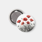 Aimant Prairie de fleurs de pavot rouge vibrant (Recto/Verso)