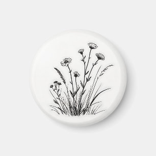 Aimant Prairie de fleurs sauvages Marguerites Art en lign