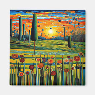 Aimant prairies de graminées au coucher du soleil 5