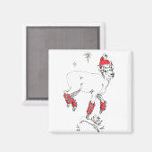 Aimant Prancing de chèvre de Noël pendant la fête de vaca (Recto/Verso)