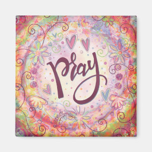 Aimant Pray Pray rose Floral tendance Foi Inspirationnell