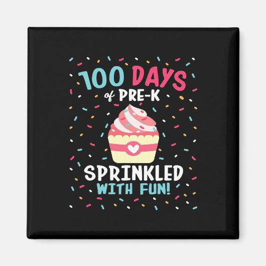 Aimant Pré K 100 Jours De Filles Sprinkled Fun Cupca (Devant)
