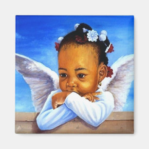 Aimant Precious Baby Angel African American Cherub
