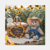 Aimant Pregnancy Announcement Sunflower teddy baby reveal (Devant)