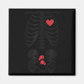 Aimant Pregnant Skeleton Twin Halloween Skeleton Boxing T (Devant)