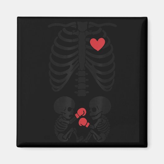 Aimant Pregnant Skeleton Twin Halloween Skeleton Boxing T (Devant)